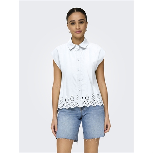 ONLY camicia blusa mezza manica dettaglio pizzo colore bianco 15342569_3