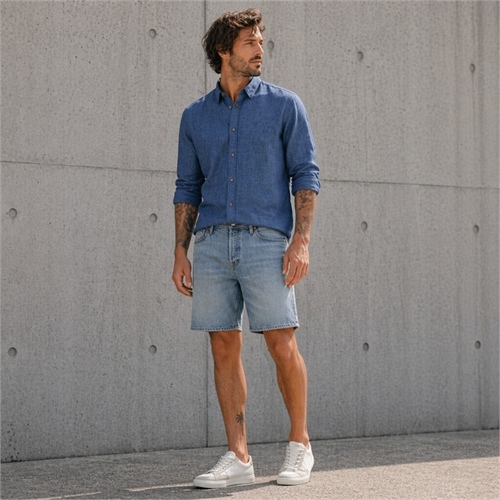 Shorts Uomo Denim Relaxed Fit Vita Alta