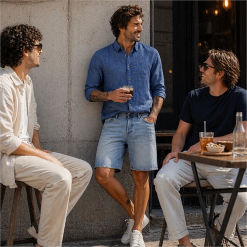 Shorts Uomo Denim Relaxed Fit Vita Alta