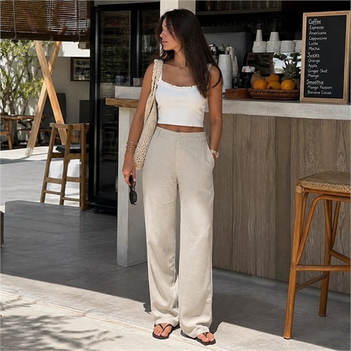 Pantaloni Donna Only Aris Life Straight Fit – Vita Media in Viscosa EcoVero Eleganti