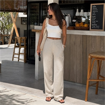 Pantaloni Donna Only Aris Life Straight Fit – Vita Media in Viscosa EcoVero Eleganti