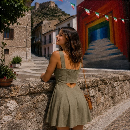 only-vestito-corto-donna-siesta-lino-viscosa-bottoni-loose-fit