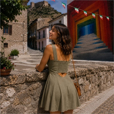only-vestito-corto-donna-siesta-lino-viscosa-bottoni-loose-fit
