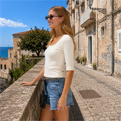 ONLY-15367593-only-top-crop-donna-scollo-quadrato-cotone
